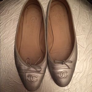 Silver Chanel Ballerina Flats